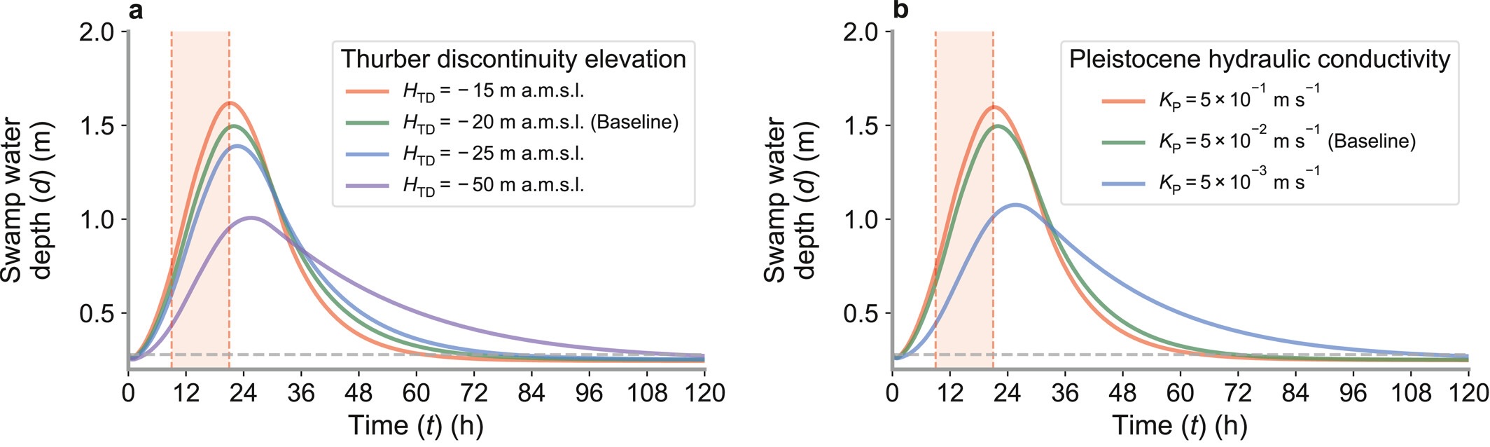 Temporal evolution of surge-driven groundwater flooding under different hydrogeological settings